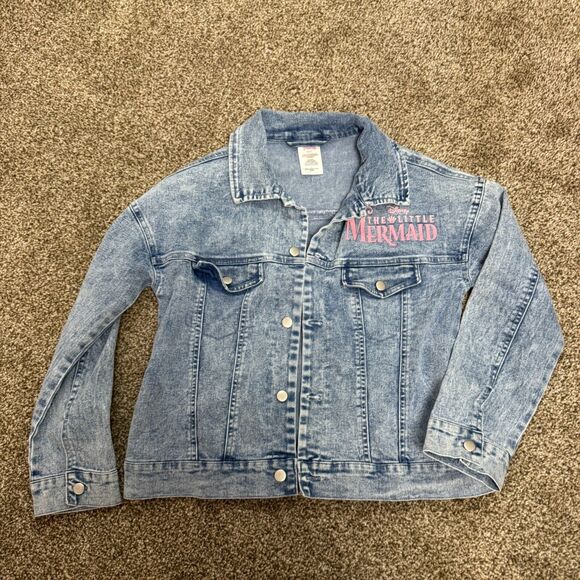 Disney Princess Jean‎ Jacket Girls Large Blue The Little Mermaid Button Up Denim - Picture 2 of 9